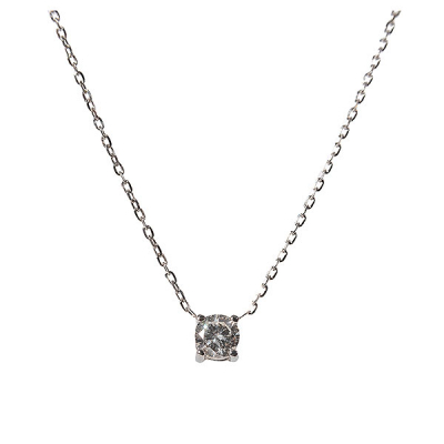 Gargantilla en oro blanco con centro de diamante talla brillante engastado en garras, 0,50 ct aprox.