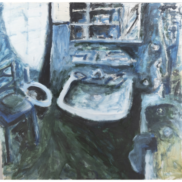 Xavier Mariscal (Almazora, Valencia, 1950)  Baño azul.  Técnica mixta sobre papel. Firmado.