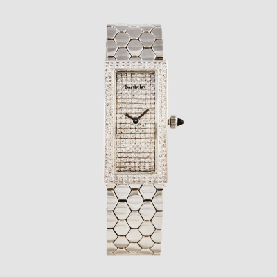 BARTHELAY. Reloj de pulsera para se&ntilde;ora. En acero. Esfera y bisel cuajados de diamantes talla brillante. Mecanismo de quartz.