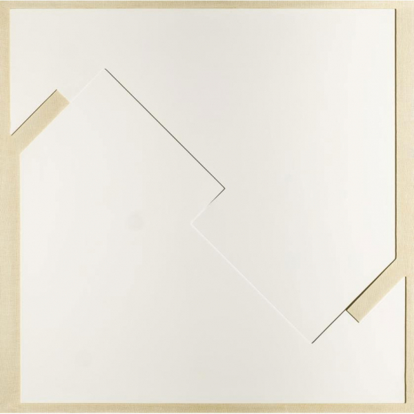 Luis Caruncho. "Vicisitudes del plano 6 (1980)". T&eacute;cnica mixta sobra tabla. Firmado, fechado y titulado al dorso.