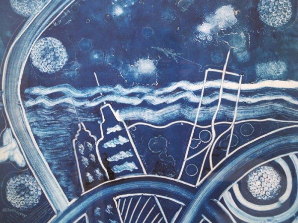 Víctor Mora – Ciudad azul – Monotipo 