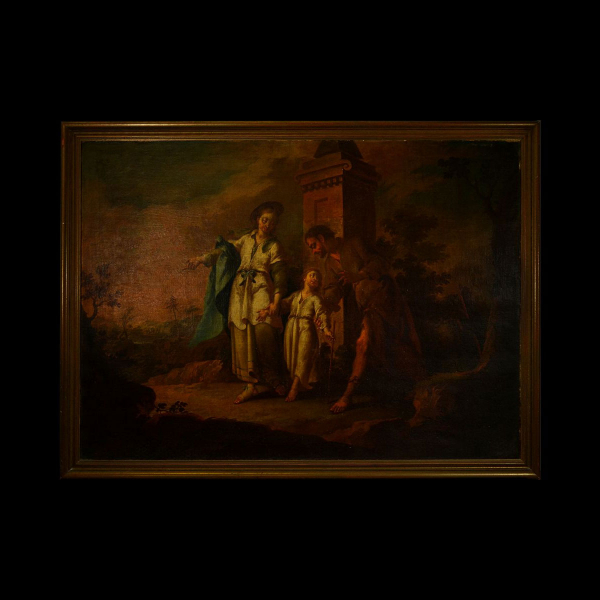 El Descanso en la Huída a Egipto, Atribuído a FRANCISCO ANTOLÍNEZ Y SARABIA (1644 - 1700), siglo XVII.