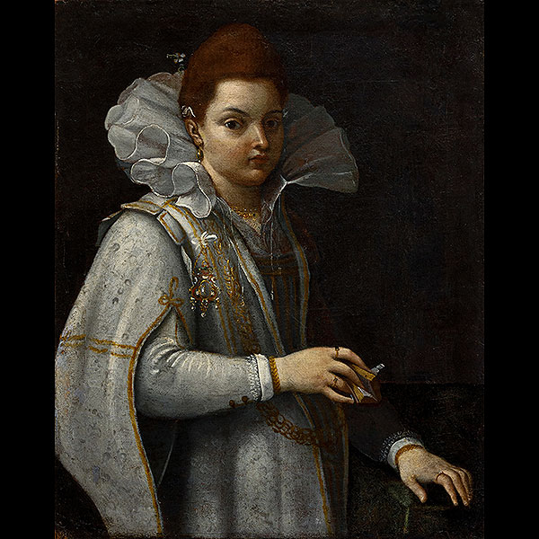 Atribuido a Lavinia Fontana (Bolonia, 1552 - Roma, 1614) - Retrato joven muchacha con un libro.