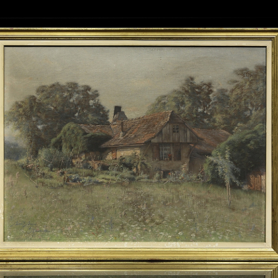 Auguste Baud-Bovy (1848-1899) "Hanteville". &Oacute;leo sobre lienzo de factura realista y atm&oacute;sfera rural 