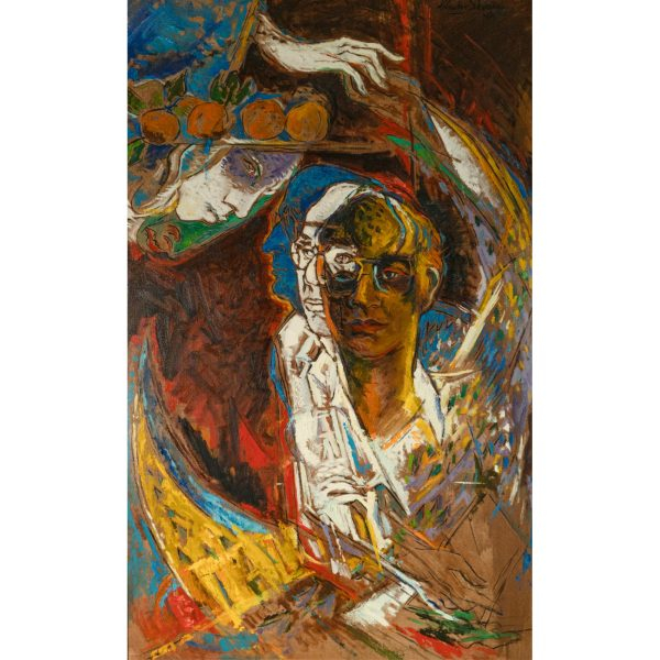 Claudio Silveira Silva (Rio Branco, Uruguay, 1939-Barcelona, 2007)  Composición con personajes.  Óleo sobre tela. Firmado y fechado en 1981. 