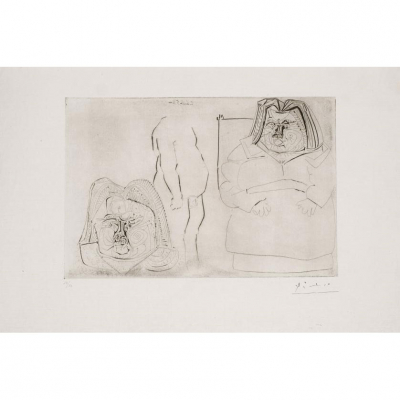 Pablo Picasso. "Balzac (1952)". Aguafuerte y punta seca sobre papel verjurado. 