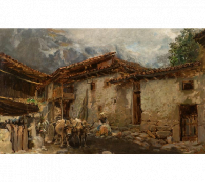 SALVADOR MARTÍNEZ CUBELLS (Valencia, 1845-Madrid, 1914) Pueblo asturiano