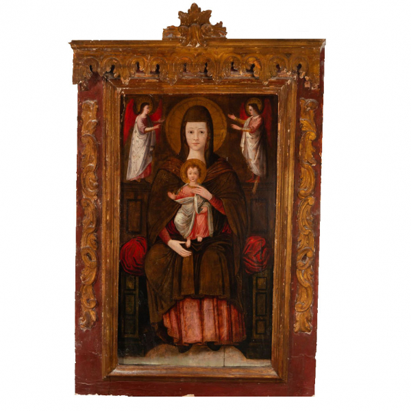 Virgen del Pópolo, Escuela Italiana del siglo XVI.    Óleo sobre tabla