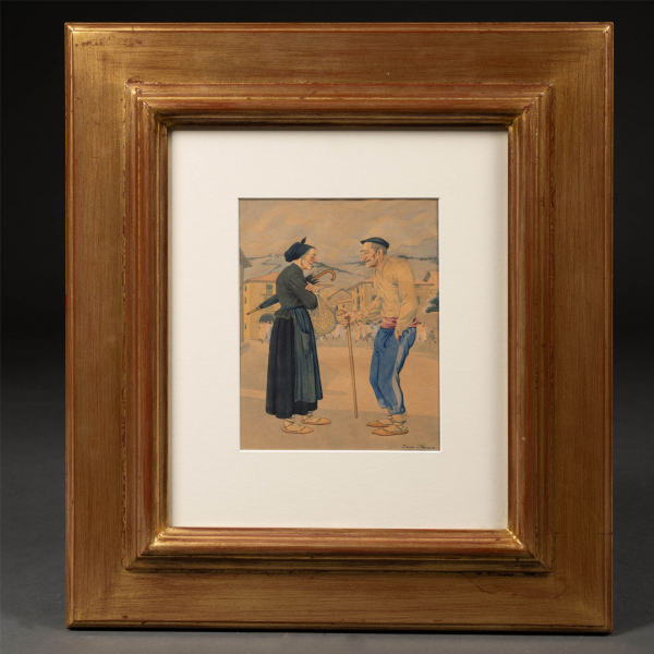 "Personajes vascos en fiesta vasca"  JOSE ARRUE (Bilbao, 1895-1977) 