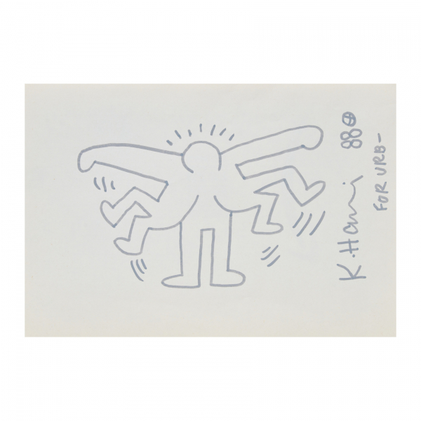 Keith Haring.  Sin título. «Dancers».  Dibujo a rotulador sobre papel con barba. Firmado 