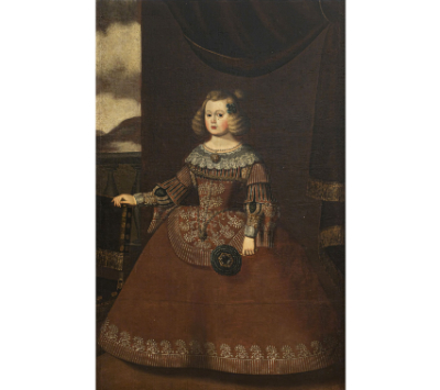 ESCUELA ESPA&Ntilde;OLA, SIGLO XVII.  Retrato de ni&ntilde;a con abanico.  1638-1641.   &Oacute;leo sobre lienzo