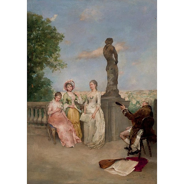 Juan Antonio González. (1842 - 1914)  &quot;Concierto junto al mirador&quot;. 