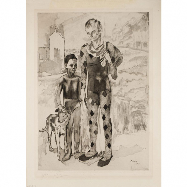 Despues de Pablo Picasso.   "Les Saltimbanques (1922)". Aguafuerte y aguatinta sobre papel. 