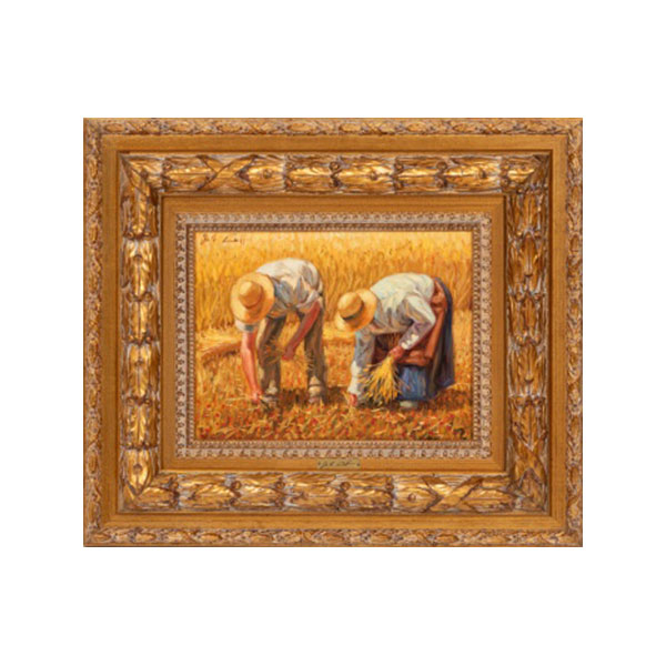 JOSÉ LULL CANTO  (Valencia 1933) "Espigando " Firmado: José Lull Óleo / Tabla 