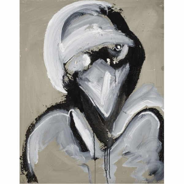 Wolf Vostell.   "Hombre pájaro (1987)". Óleo y acrílico sobre lienzo. 