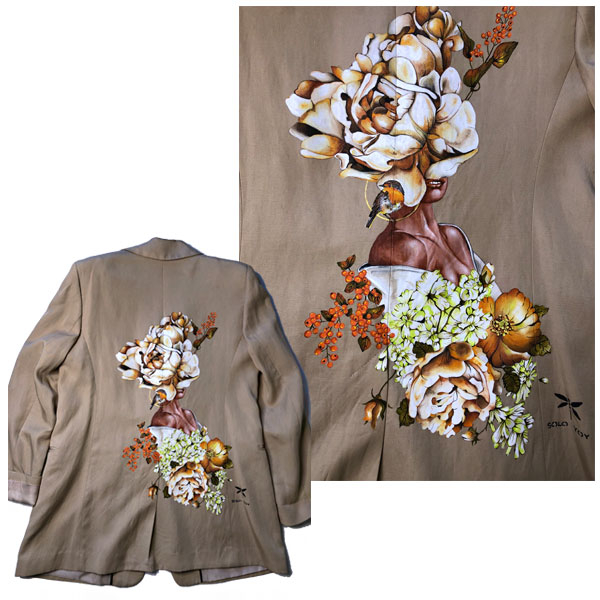 SOLO YOY. Blazer. Colección Nubla mis ojos y llénalos de flores, 2025. Pintado a mano sobre un blazer.