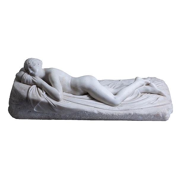Venus dormida italiana de m&aacute;rmol blanco
