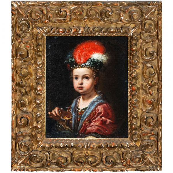 "Joven Príncipe" Antonio Amorosi. Escuela Italiana Romana. Siglo XVII. LOTE DESTACADO.    Óleo sobre lienzo. 