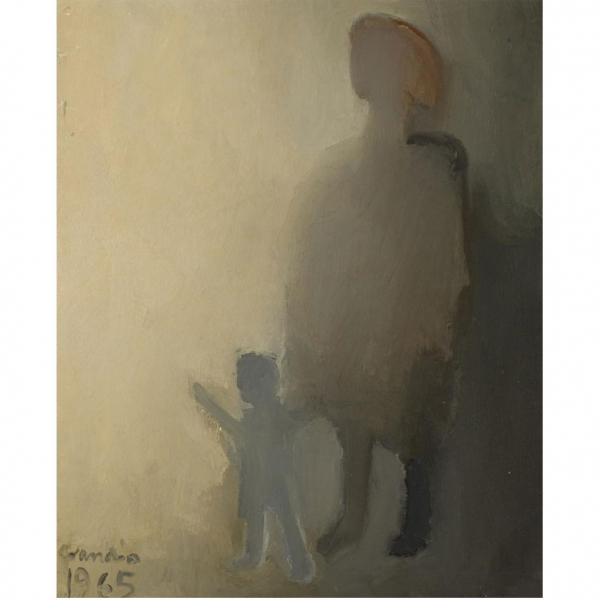 Constantino Grandío   "Madre e hija (1965)". Óleo sobre lienzo. Firmado y fechado (1965)