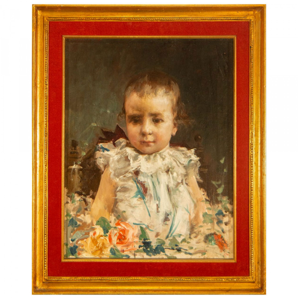 "Retrato de beb&eacute;". Ignacio Pinazo Camarlench (1849&ndash;1916).   &Oacute;leo sobre lienzo.