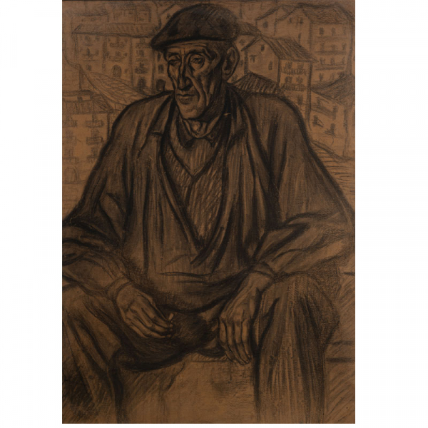 "Marinero Vasco" c. 1910  JUAN DE ECHEVARRIA (Bilbao, 1875-Madrid, 1931) Carboncillo /cartón