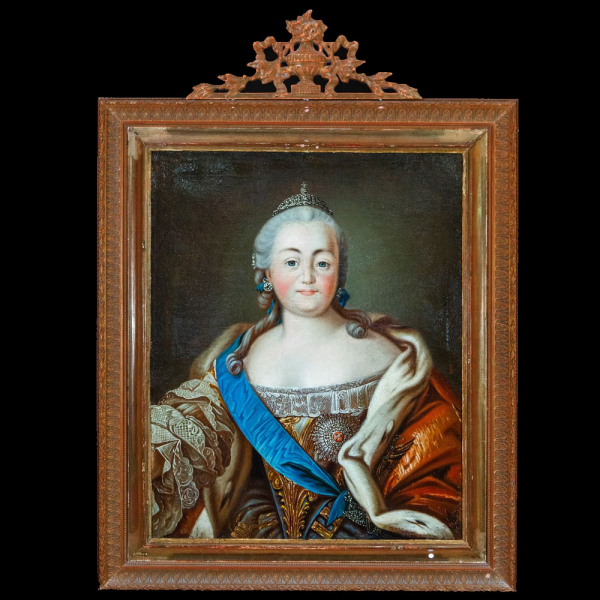 "Retrato de Isabel Petrovna" Escuela europea. Siglo XVIII.   Óleo sobre lienzo.