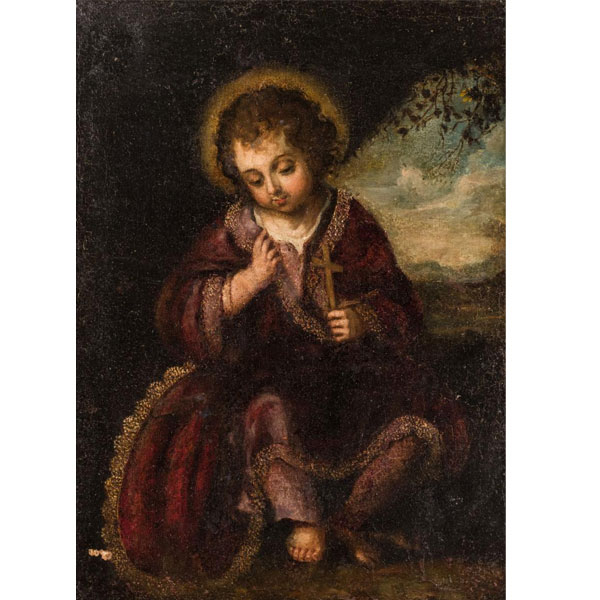 Escuela Española S. XVII.  &quot;Niño Jesús&quot;. Óleo sobre lienzo.