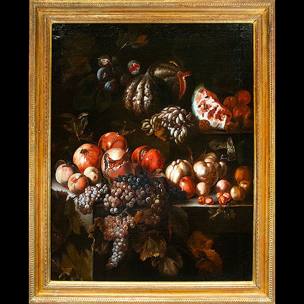 Atribuido a GIOVANNI BATTISTA RUOPPOLO (Nápoles, 1629 - 1693) - Bodegón de frutas.