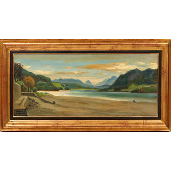 ANTONIO SANTAFÉ LARGACHA   (Bilbao 1911-1985)  "Ría de Guernica"  Firmado: Largacha  Óleo / Lienzo