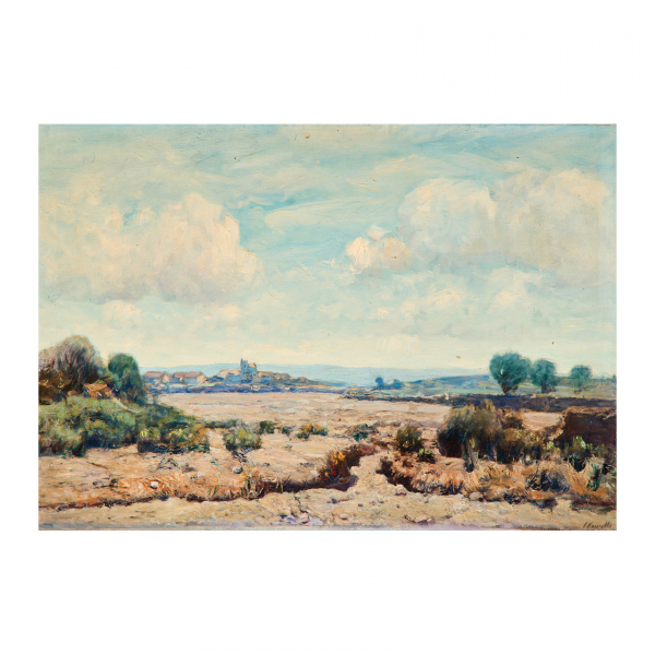 Joaquim Vancells Vieta (Barcelona, 1866-1942) Paisaje de campo. Óleo sobre tela. Firmado.