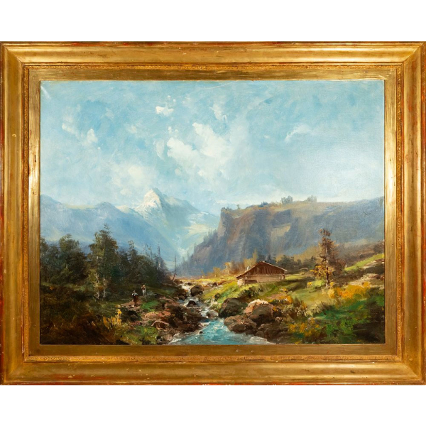 CARLOS DE HAES (Bruselas, 1826-Madrid, 1898) "Paisaje de Montaña". 