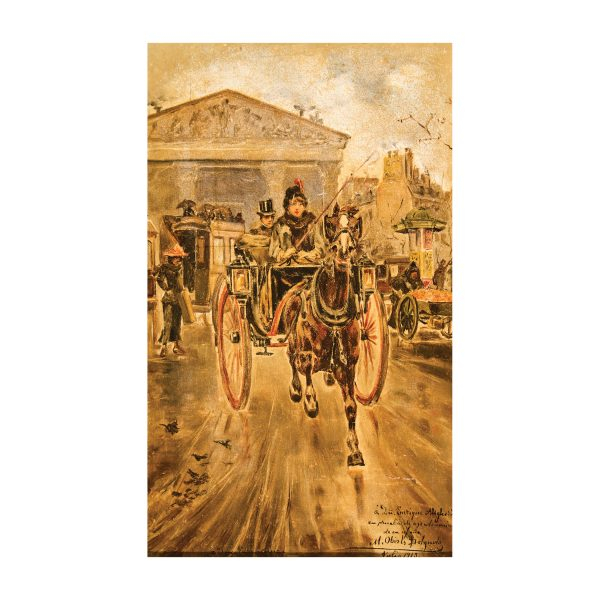 Mariano Obiols Delgado (Barcelona, 1860-1911) Une parisienne. Óleo sobre tabla.