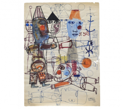 MANOLO MILLARES (Las Palmas de Gran Canaria, 1926 - Madrid, 1972)  S.T, 1953      Mixta sobre papel. 