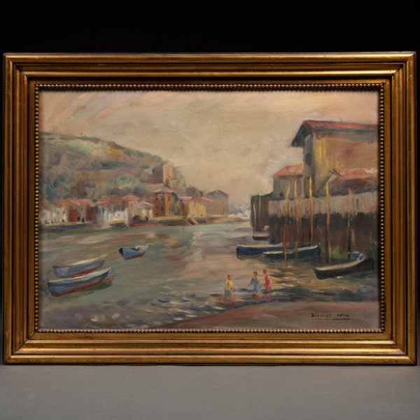 "Vista de Pasajes San Pedro"  BERNARDINO BIENABE ARTIA (Irún, 1899 - Navarra, 1987)