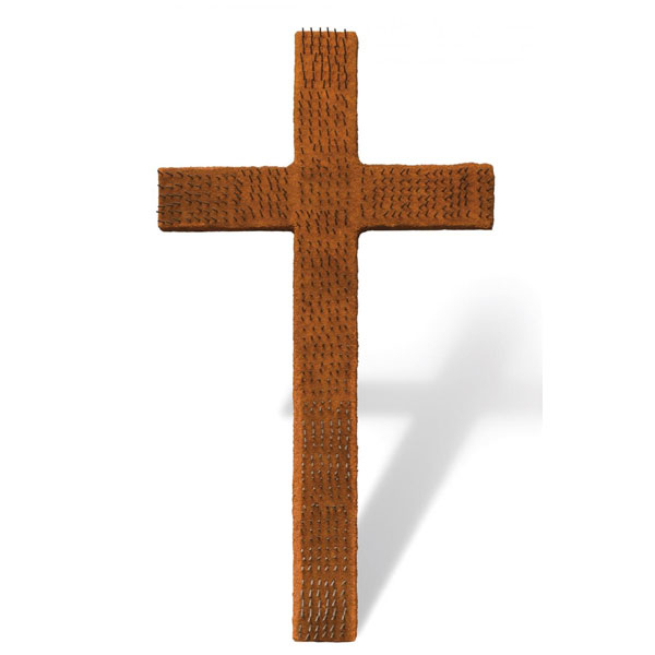 Bosco Sodi   "Pedro (2007)". Técnica mixta con clavos sobre madera 