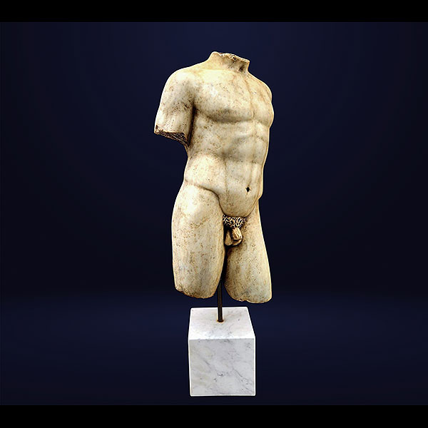 Torso de Discoforo en m&aacute;rmol de Carrara, Italia, Siglo XIX.