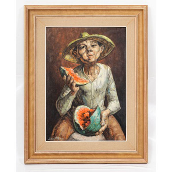 JESÚS VILLAR  (Segura de la Sierra, Jaén 1930) &quot;Campesino comiendo sandía&quot;