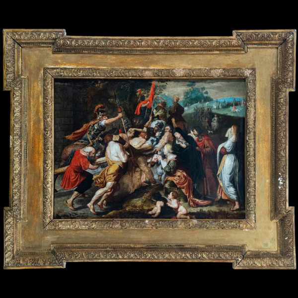 Cristo camino al Calvario, Escuela de Van Dyck, siglo XVII. &Oacute;leo sobre cobre. 