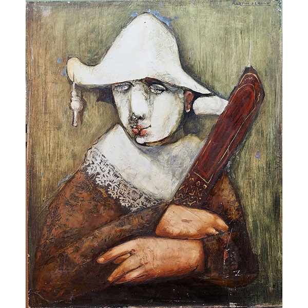 Martín Zerolo Valderrama (Tenerife, 1928 - Menorca, 2003)  "Retrato de pierrot" 