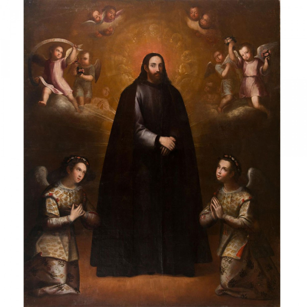 Atribuido a Baltasar Vargas de Figueroa (Santafé de Bogotá, 1629 - idem, 1667) "Cristo con hábitos de Jesuita" Escuela Colonial Colombiana 