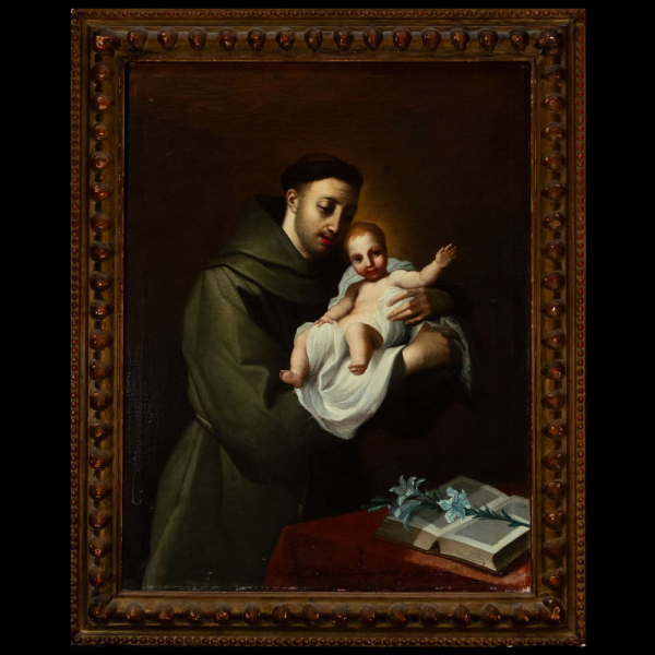 Antonio Balestra, San Antonio de Padua con Niño Jesús en brazos, siglo XVII.   Óleo sobre lienzo.
