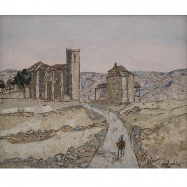 "Camino al Olivar, Guadalajara"  AGUSTIN REDONDELA(Madrid, 1922-2015)   Titulado en el reverso. 