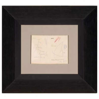 Joan Mir&oacute;. "Sin t&iacute;tulo - mir&oacute; (1969)". Dibujo a tinta y l&aacute;pices de colores sobre cubierta de "mir&oacute;" de Jacques Dupin.