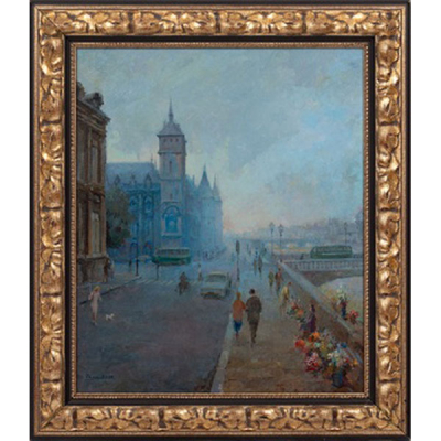 FRANCIS BARO GENIS   (París, 1942)  &quot;Brume sur la conciergerie, Paris&quot;  Firmado: Fran-Baro  Óleo / Lienzo 