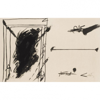 Antoni Tàpies. &quot;La línea del horizonte (1973)&quot;. Litografía sobre papel Chiffon de la Dore 