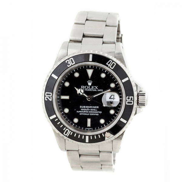 Reloj vintage cab., suizo, ROLEX, Oyster Perpetual Date. SUBMARINER 300 m, ref 16610. Caja 40 mm 