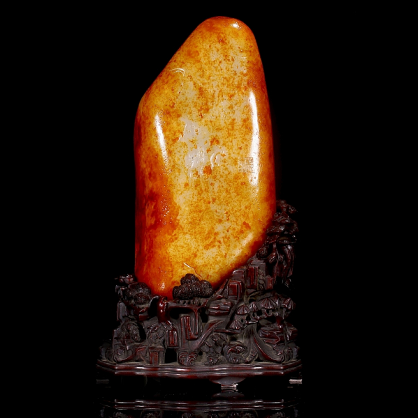 Piedra de jade tallado "Poema", dinast&iacute;a Qing. 