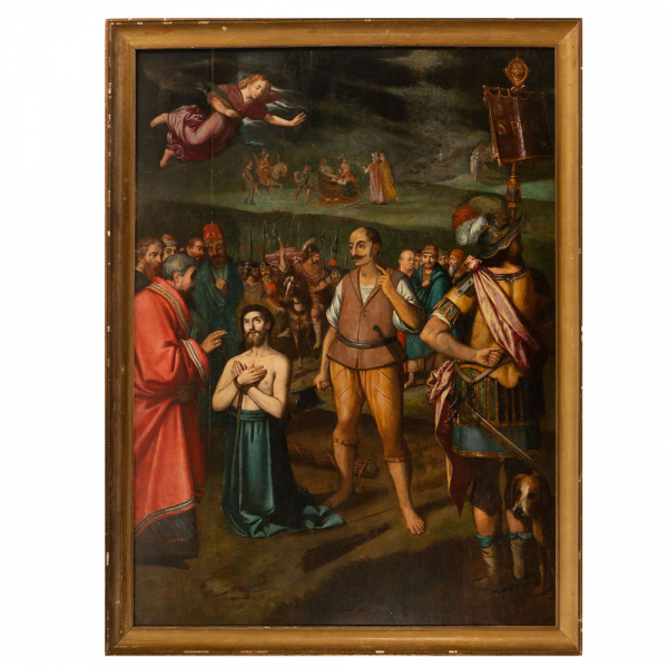 Gran óleo sobre tabla representando el Prendimiento de Cristo. Escuela Ítalo Flamenca del siglo XVI. 