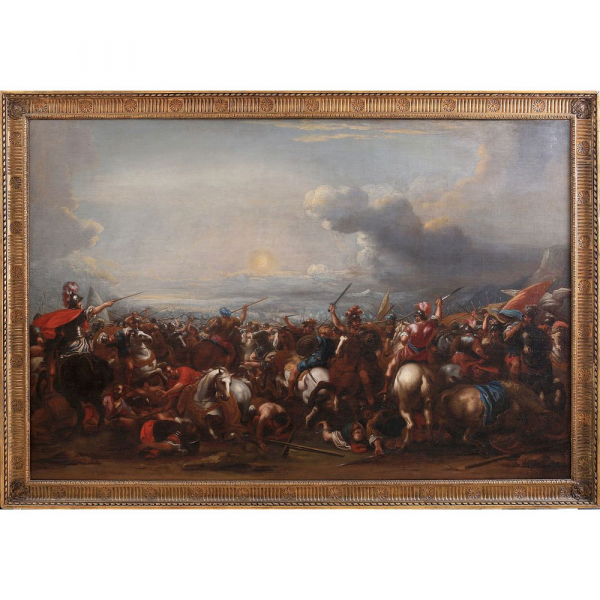 JACQUES COURTOIS, llamado IL BORGOGNONE (Saint-Hippolyte, 1621 – Roma, 1676) "Josué deteniendo el curso del sol".   