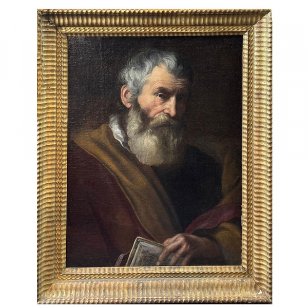 Manera de Jos&eacute; de Ribera siglo XVII &ldquo;Hombre barbudo sosteniendo un libro&rdquo;.